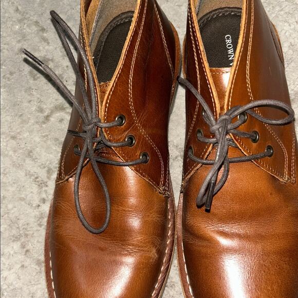 Crown Vintage Brown Leather Chukka Boots Lace Up Casual Dress Boots Men’s Size 9 main image 12